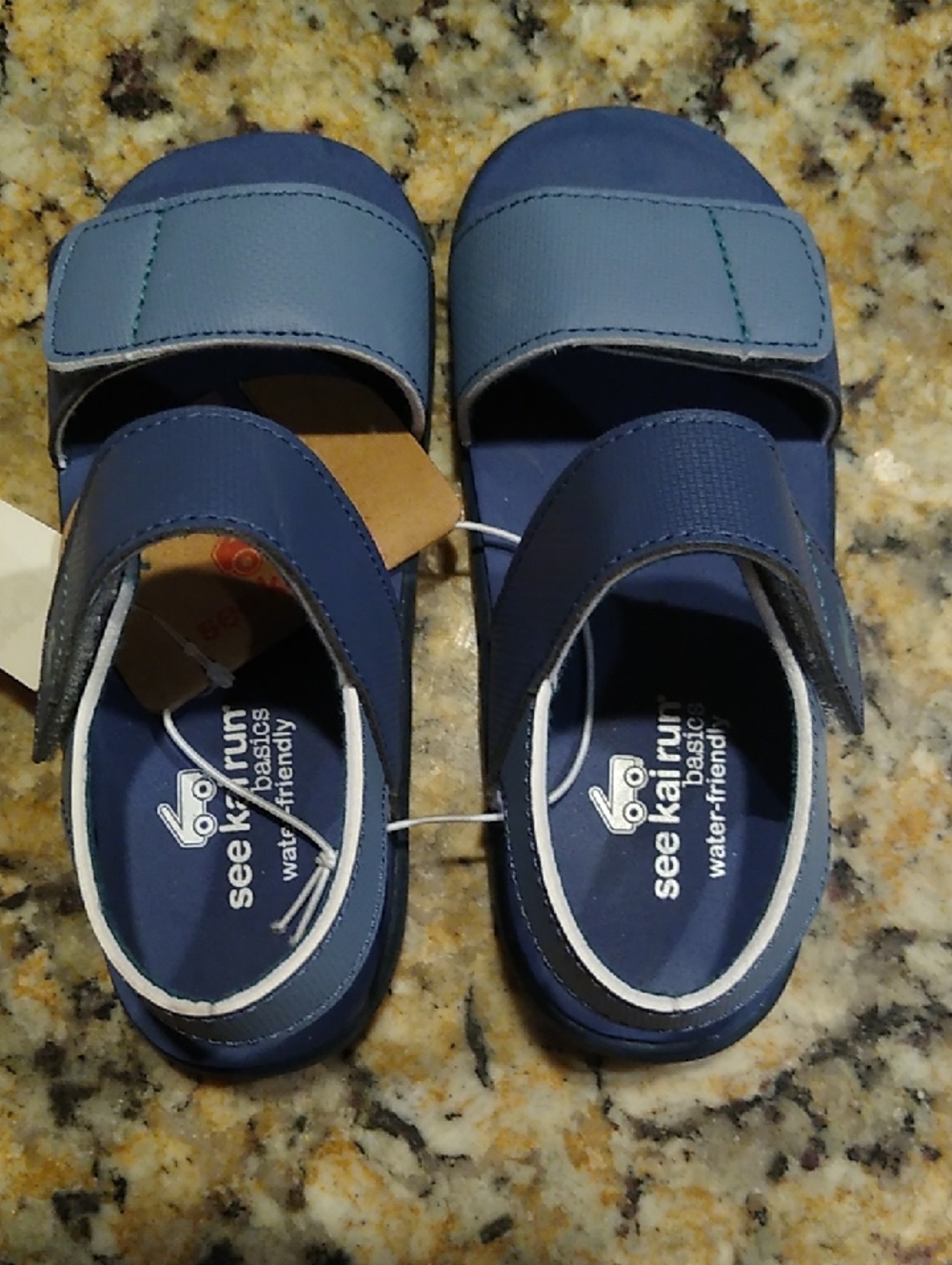 New See Kai Run Navy and Light Blue Kids' Adjustable Sandals Size 12.